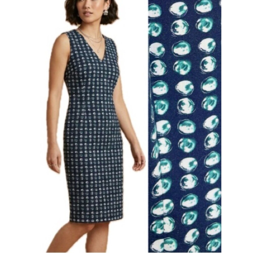 Banana Republic Factory Abstract Polka Dot Print Sleeveless Sheath Dress Size 12